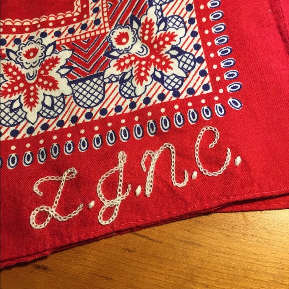 Authentic Original Vintage Style Accessories - Red Vintage Bandana Made in USA 100% Cotton